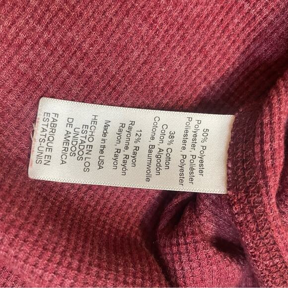 Michael Stars Red/Purple Waffle Knit Square Cut Long Sleeve Semi Cropped Tee XS - Picture 8 of 9